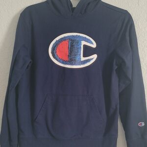 Champion Dark Blue Hoodie with Logo Patch